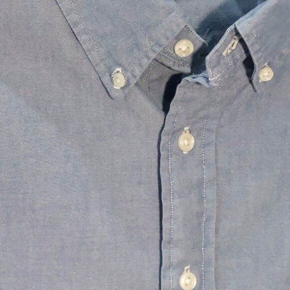 Ralph Lauren Men's XL Chambray Button Down Short Sleeve Shirt Blue Flesh Pony - Picture 3 of 9